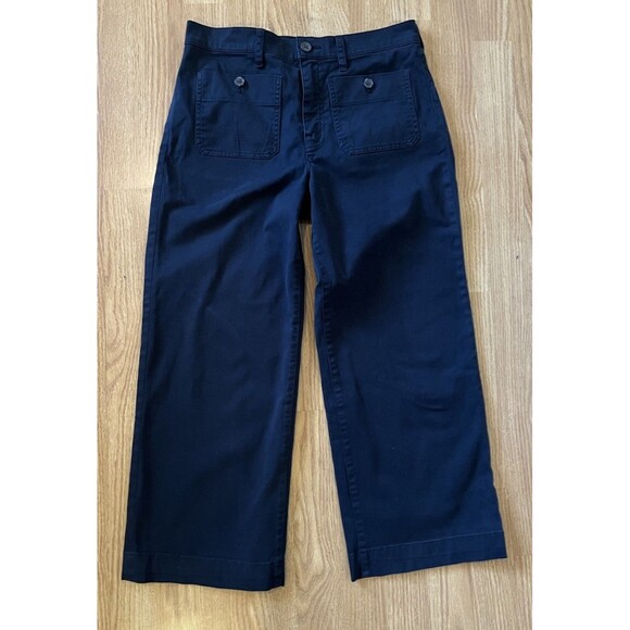 J Crew Black Cropped Sailor Slim Wide Leg Chino Pants Size 27 Petite - Picture 3 of 9